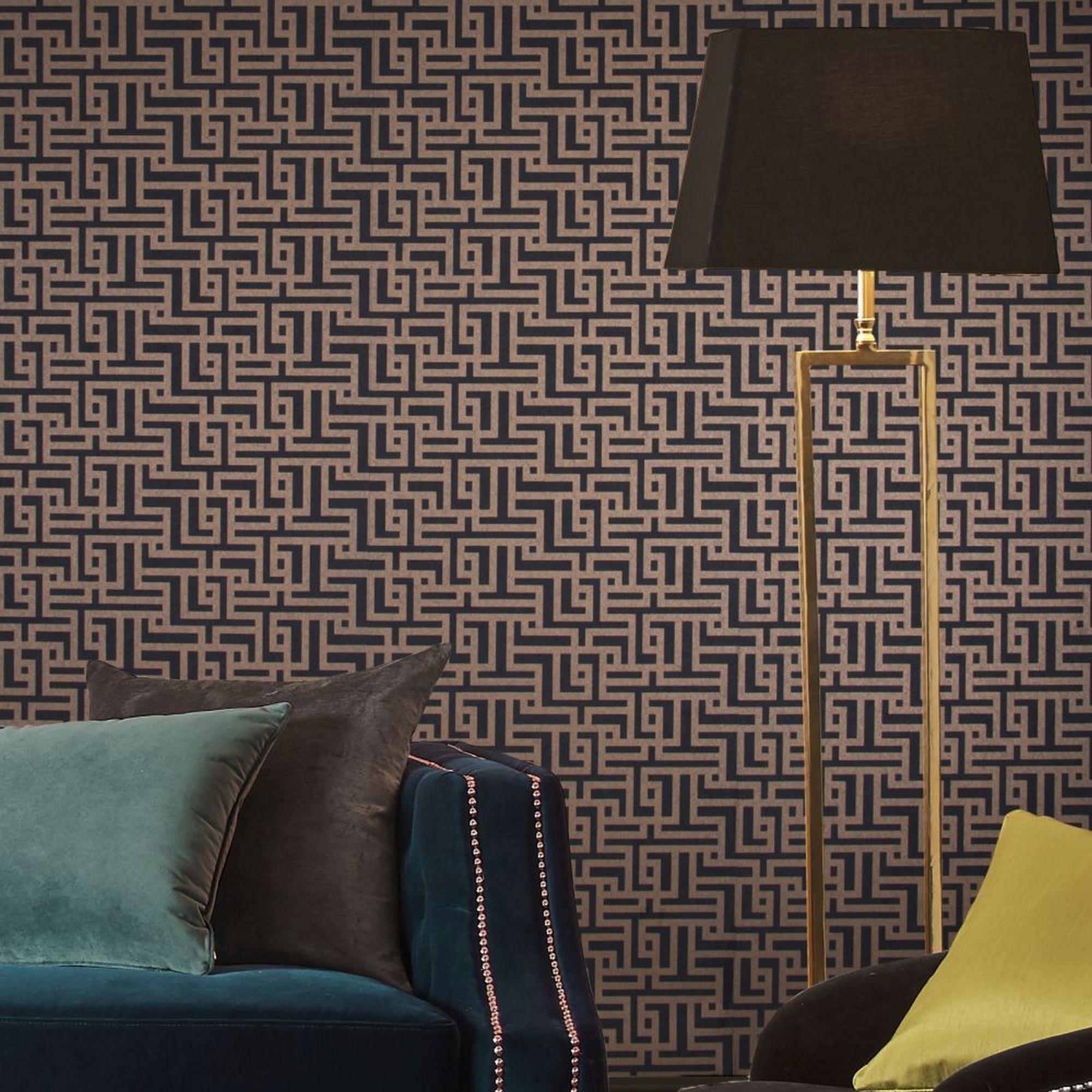 Zen Geometric Wallpaper 103518 By Graham Brown In Charcoal Grey